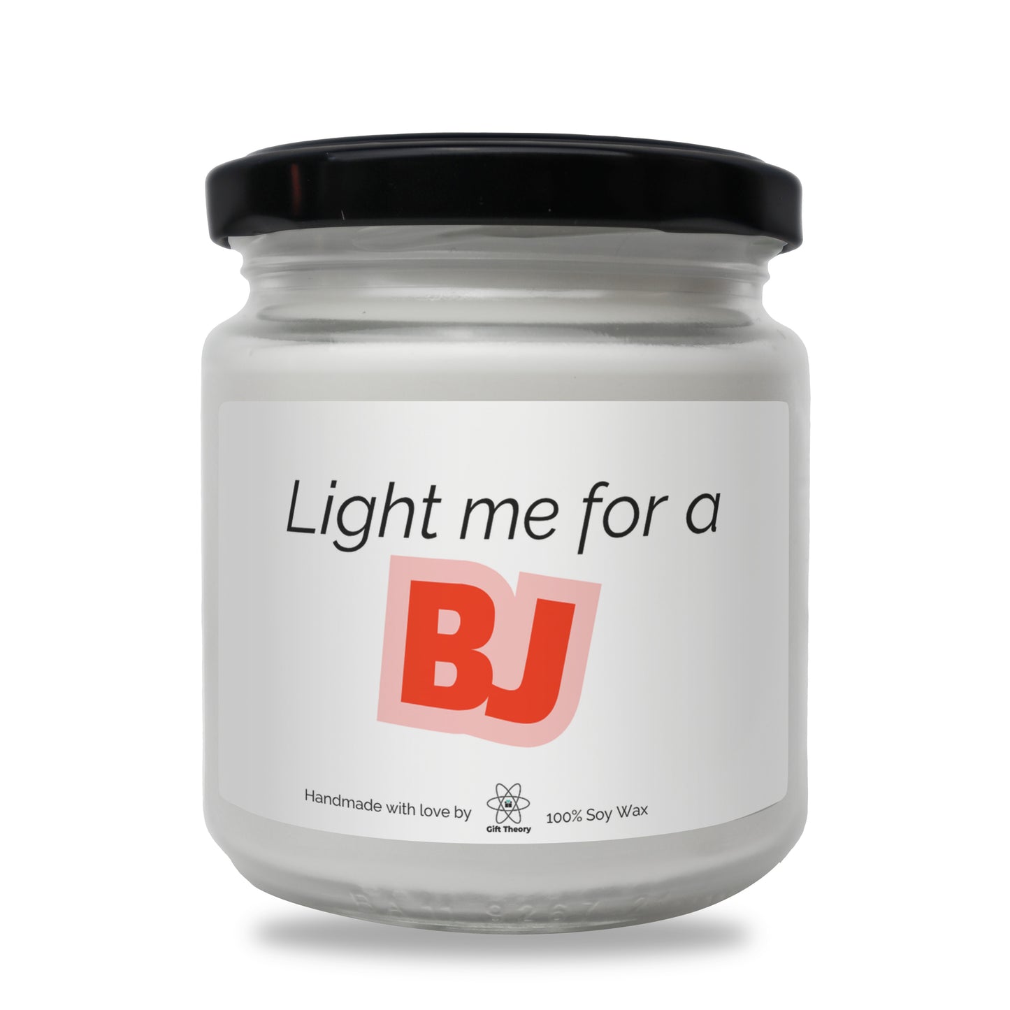 Ароматна соева свещ с надпис „Light me for BJ“ — подарък от Gift Theory