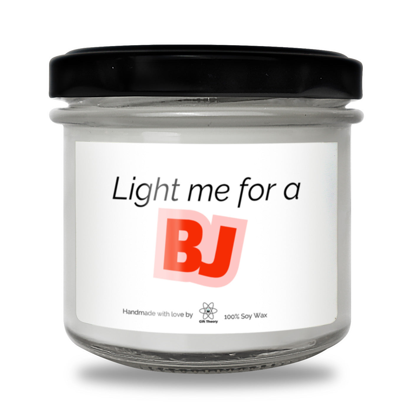 Ароматна соева свещ с надпис „Light me for BJ“ — подарък от Gift Theory
