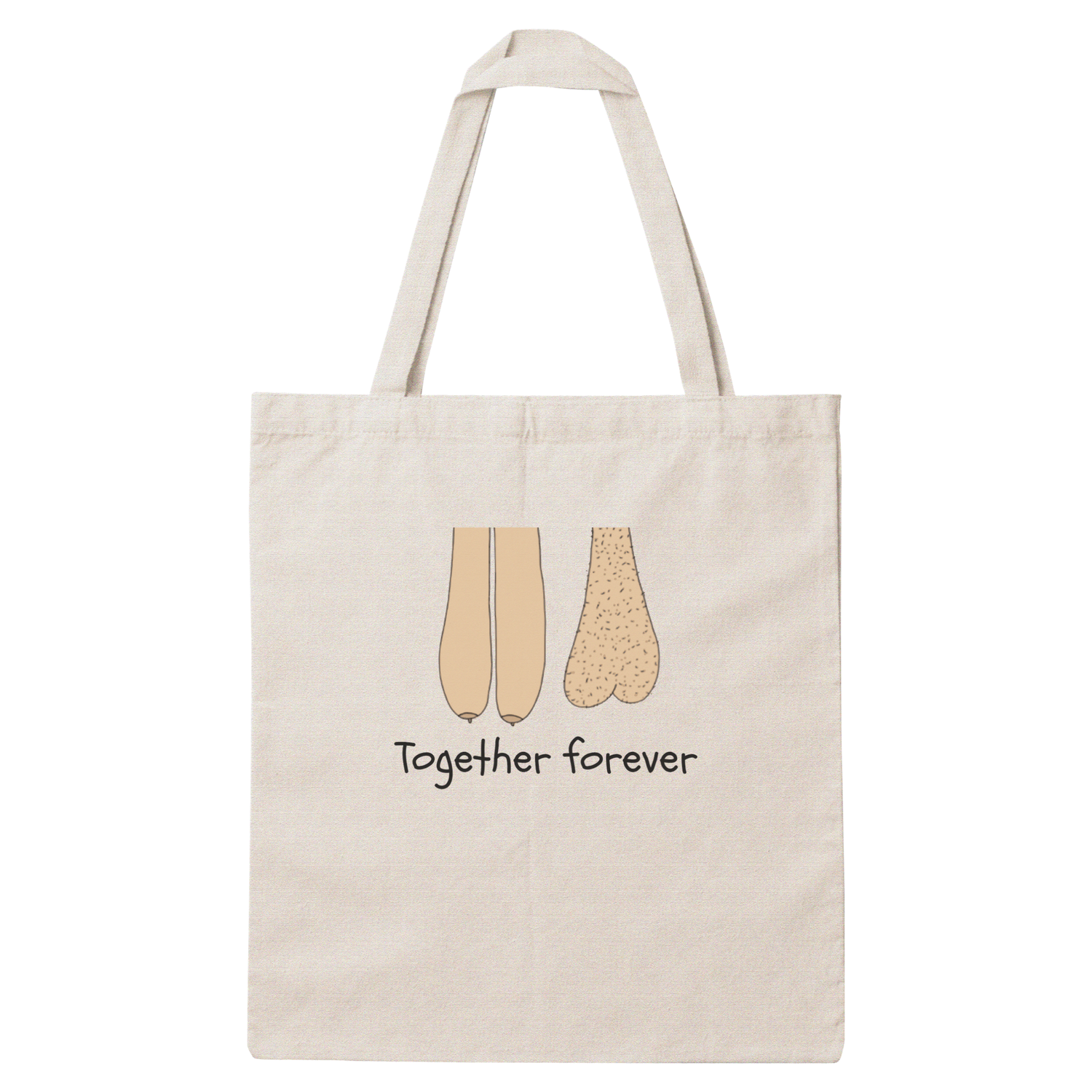 Платнена чанта с надпис „Together forever" — подарък от Gift Theory, ръчно изработена в Банско