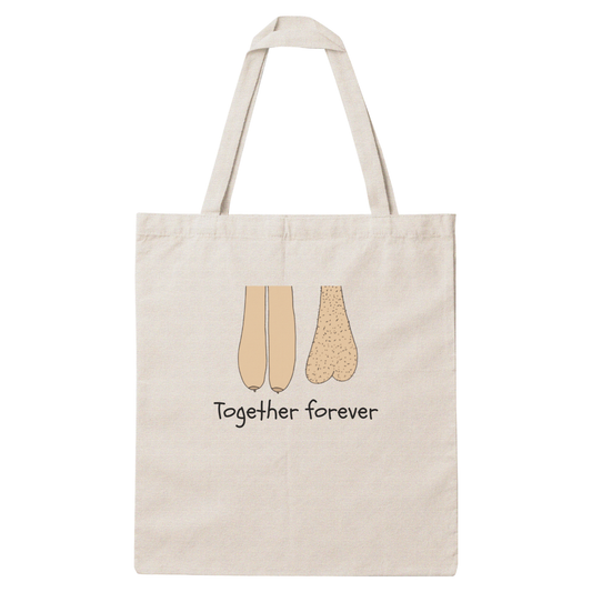 Платнена чанта с надпис „Together forever" — подарък от Gift Theory, ръчно изработена в Банско